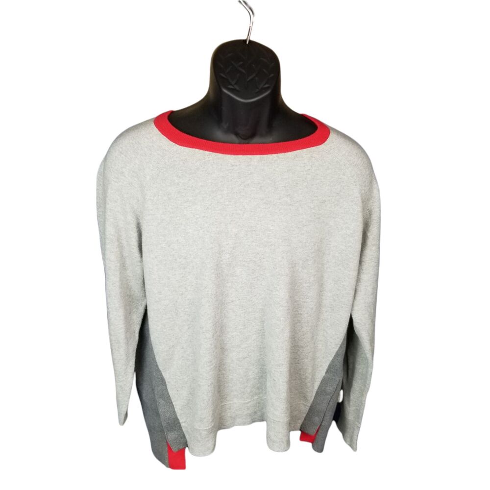 J Crew Men's Cotton Color block Sweater Gray, Red Size XL